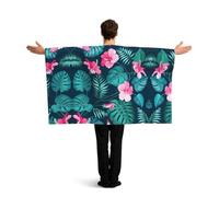 YWGGDSCX Large 150cm X 90cm Union Jack Flag Cape With Sleeves For Adults | British England Football Fan Cloak | Full Body Coverage Hawaii Pink Flower Print Costume For World Cup