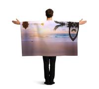 YWGGDSCX Large 150cm X 90cm Union Jack Flag Cape With Sleeves For Adults | British England Football Fan Cloak | Full Body Coverage Tropical Beach Sunset Print Costume For World Cup
