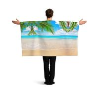 YWGGDSCX Large 150cm X 90cm Union Jack Flag Cape With Sleeves For Adults | British England Football Fan Cloak | Full Body Coverage Tropical Beach Plant Theme Print Costume For World Cup