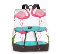 YWGGDSCX Palm Leaf And Flamingos Couple Soft Leather Backpack Purse For Women Multi-Functional Elegant Daypack Travel College Shoulder Bag Shopping Trip