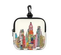 YWGGDSCX Small Square Zipper Storage Bag 10.5cm - Waterproof Neoprene Pouch with Carabiner, Austin Texas Full Print - for Earbuds, Coins, Keys, USB, Charger - Travel Gym Essential