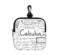YWGGDSCX Small Square Zipper Storage Bag 10.5cm - Waterproof Neoprene Pouch with Carabiner, Math Geometry G alculus Full Print - for Earbuds, Coins, Keys, USB, Charger - Travel Gym Essential
