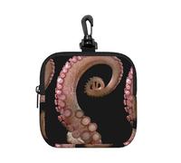 YWGGDSCX Small Square Zipper Storage Bag 10.5cm - Waterproof Neoprene Pouch with Carabiner, Octopus Tentacles Full Print - for Earbuds, Coins, Keys, USB, Charger - Travel Gym Essential