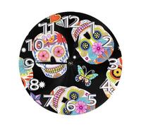 YWGGDSCX Sugar Skulls Clock Number Round Wall Clock Silent Non-Ticking Design, Environmentally Friendly & Customizable For Kitchen, Office, Classroom 10 Inch