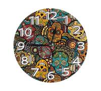 YWGGDSCX Sugar Skulls Print Clock Number Round Wall Clock Silent Non-Ticking Design, Environmentally Friendly & Customizable For Kitchen, Office, Classroom 10 Inch