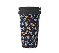 YWGGDSCX Travel Coffee Cup-Funny Astronaut Rocket Printed Carry Insulated Coffee Mug, Double Wall Vacuum Insulated for Hot & Cold, 500ml Coffee Compatible for Men's and Women's Gift Coffee Mugs