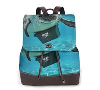 YWGGDSCX West Indian Manatees Soft Leather Backpack Purse For Women Multi-Functional Elegant Daypack Travel College Shoulder Bag Shopping Trip