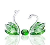 YWHL 55th Wedding Anniversary Decorations, 55 Year Anniversary Swan Gifts for Parents, Emerald Wedding Gifts Her Him, Emerald Green Swan