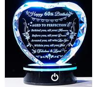 YWHL 60th Birthday Gifts for Women Men Born in 1963, Crystal Heart with Colorful Light Base Happy 60th Birthday Decorations, Gifts for 60 Year Old Women Men Mom Dad Grandma Wife Friends
