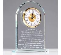 YWHL Meaningful Son Gift from Mom Dad, Glass Clock for Son Adult, Inspirational Birthday Graduation (Battery not Included)