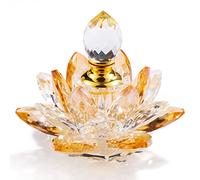 YWHL Mini Amber Crystal Decorative Lotus Perfume Bottles, Empty Vintage Glass Refillable Perfume Bottle, Handmade Lotus Flower Figurines Home Decor Gifts for Women (3ml)