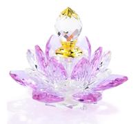 YWHL Small Purple Crystal Lotus Perfume Bottles, Vintage Glass Refillable Perfume Bottle Decor, Handmade Lotus Flower Figurines Gifts for Women (3ml)