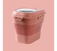 YWHWLX Dog Food Storage Containers, 20-50 Lbs Collapsible Pets Food Plastic Containers with Rolling Wheel Airtight Locking Lid, Leakproof Sealable Dispenser Bin (Pink)