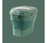 YWHWLX Dog Food Storage Containers, 20-50 Lbs Collapsible Pets Food Plastic Containers with Rolling Wheel Airtight Locking Lid, Leakproof Sealable Dispenser Bin (Green)