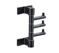 YWHWLX Rotating Coat Hooks for Hanging, Wall Mounted 3/4 Metal Swivel Arms Hooks for Bathroom Kitchen Garage Home Hotel Office Cabinet (Black, 3 Arms)