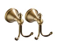 YWHWLX Vintage Brass Towel Hook Hanger Double Robe Hooks Wall Mounted for Bathroom Bronze Antique Brass Wall Towel Robe Hook Clothes Hanger/for Kitchen Room high Load-Bearing-2PC