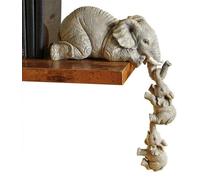 YWHWXB Collectable Elephant Shelf Sitter 3Pcs Set, Mother Elephant Hanging Baby Elephants on The Edge, Mantelpiece Decoration, Hand-Painted Resin Figurines for Home Decor Gift