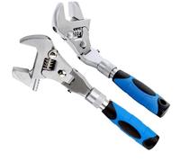 YWHWXB Flexhead Ratcheting Adjustable Wrench, 10” to 12”, Retractable Extension Shank, 180° Rotating Head, Double Wrench Ratchet