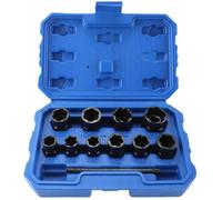 YWHWXB Nut Extractor Socket Set Impact Bolt & Nut Remover Set Twist Sockets 9mm 10mm 11mm 12mm 13mm 14mm 15mm 16mm 17mm 19mm to Remove Nuts & Screws, Damage, Freeze, Rust, Rounded Bolts