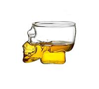 YWINETO Creative Skull Cup Funny Skull Glass Wine Glass Clear Glass Novelty Shot Glasses Skeleton Cup Halloween Drinkware Carved Design Kitchen Dining Entertaining Glassware 2.5 Ounces