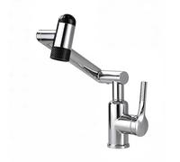 YWJFSA Bathroom Mixer Tap 360° Swivel Single Handle Mixer Tap with 4 Spray Modes Robotic Arm Taps Height Adjustable,Bright Silver