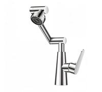 YWJFSA Bathroom Sink Tap Robotic Arm Taps with 2 Spray Modes Mono Basin Mixer Taps Bathroom Height Adjustable Brass,Silver
