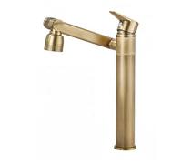 YWJFSA Bathroom Sink Tap Robotic Arm Taps with 2 Spray Modes Single Lever Mixer Tap Height Adjustable 360° Swivel Brass,Antique