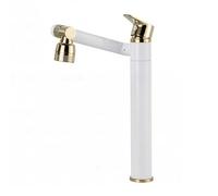 YWJFSA Bathroom Sink Tap Robotic Arm Taps with 2 Spray Modes Single Lever Mixer Tap Height Adjustable 360° Swivel Brass,Platinum