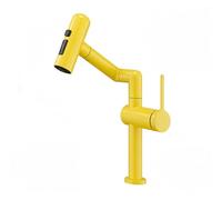 YWJFSA Bathroom Sink Tap Robotic Arm Taps with 4 Spray Modes Single Lever Mixer Tap Height Adjustable,Yellow