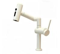 YWJFSA Bathroom Sink Tap Robotic Arm Taps with 4 Spray Modes Single Lever Mixer Tap Height Adjustable,White