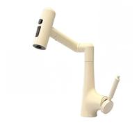 YWJFSA Bathroom Sink Tap Single Lever Robotic Arm Taps with 4 Spray Modes Mono Basin Mixer Tap Height Adjustable 360° Swivel,White