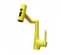 YWJFSA Bathroom Sink Tap Single Lever Robotic Arm Taps with 4 Spray Modes Mono Basin Mixer Tap Height Adjustable 360° Swivel,Orange Color