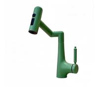 YWJFSA Bathroom Sink Tap Single Lever Robotic Arm Taps with 4 Spray Modes Mono Basin Mixer Tap Height Adjustable 360° Swivel,Green