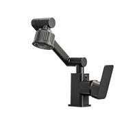 YWJFSA Bathroom Sink Taps Flexible Extension Arm Tap with 6 Spray Modes Tall Bathroom tap Height Adjustable Brass,Black