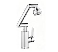 YWJFSA Bathroom Sink Taps Mono Basin Mixer Tap with 3 Spray Modes Rotating Robotic Arm Taps Swivel Height Adjustable, Silver