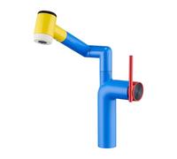 YWJFSA Bathroom Sink Taps Rotating Robotic Arm Taps with 2 Spray Modes Mono Basin Mixer Tap Brass Height Adjustable, Blue Yellow