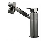 YWJFSA Bathroom Sink Taps Single Lever Bathroom Mixer Tap with 2 Spray Modes Rotating Robotic Arm Taps Height Adjustable Swivel, Gun Gray