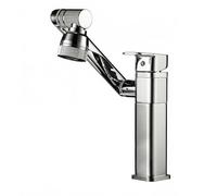 YWJFSA Bathroom Sink Taps Single Lever Bathroom Mixer Tap with 2 Spray Modes Rotating Robotic Arm Taps Height Adjustable Swivel, Chrome Plated