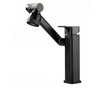 YWJFSA Bathroom Sink Taps Single Lever Bathroom Mixer Tap with 2 Spray Modes Rotating Robotic Arm Taps Height Adjustable Swivel, Black