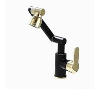 YWJFSA Bathroom Sink Taps Single Lever Rotating Robotic Arm Taps with 2 Spray Modes Mono Basin Mixer Tap Height Adjustable Brass, Black Gold
