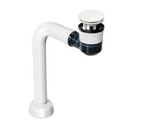 YWJFSA Designer Siphon with Overflow Hole,Pop Up Basin Waste,Flexible Waste Pipe,Odour Trap with Cleaning Opening Sink Waste Trap for Kitchen,Bathroom,Wash Basin,White