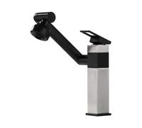 YWJFSA Foldable Kitchen Tap Bathroom Sink Tap,Height Adjustable,2 Spray Modes Hot & Cold,Black Silver