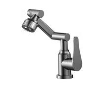 YWJFSA Foldable Kitchen Tap Brass Single Lever Mixer Tap Height Adjustable and 2 Water Outlet Modes Cold and Hot 360° Swivel,Grey