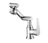 YWJFSA Foldable Kitchen Tap Brass Single Lever Mixer Tap Height Adjustable and 2 Water Outlet Modes Cold and Hot 360° Swivel,Silver