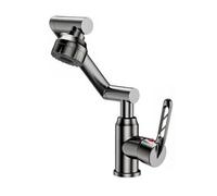 YWJFSA Foldable Kitchen Tap Cold and Hot Under The Window Kitchen Tap Height Adjustable and 2 Spray Modes Brass,Grey