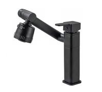 YWJFSA Foldable Kitchen Tap Under The Window Kitchen Tap with 2 Spray Modes Height Adjustable Brass Single Lever,Black