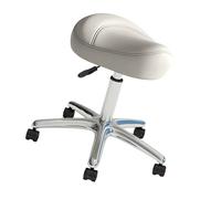 YWJLQH Ergonomic PU Leather Swivel Rolling Stool, Multi-Purpose Salon Office Beauty Massage Stool, White