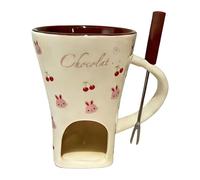 YWJLQH Fondue Set, Kitchen Utensils, Ceramic for Melting Chocolate, 130 Ml, Ideal for A Romantic Date, An Aperitif, A Birthday Or, White