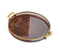 YWJLQH Fruit Storage Tray, Round Serving Tray with Handles, Dessert Display Tray, Multifunctional Fruit Plate, Decorative Durability, Smoke Grey