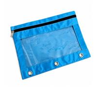 YWJLQH Korean Pencil Case, 3-Hole Pouch, Light Blue - Single Zipper | Oxford Cloth Build, Unisex Pencil Pouch, Classroom Organization, For Salon Owners